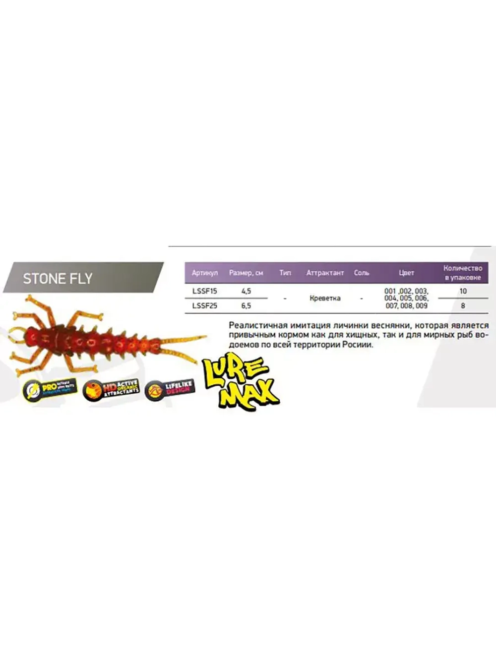 Мягкая приманка LureMax STONE FLY
