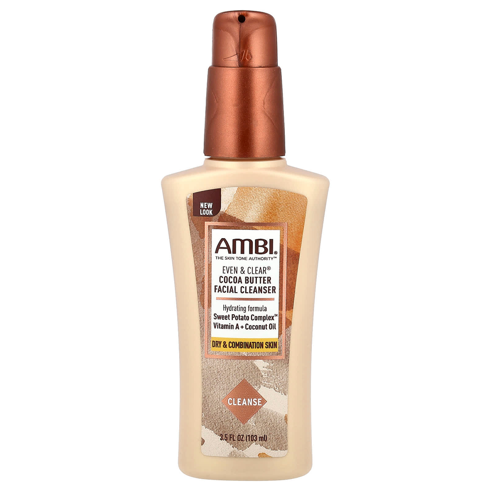 AMBI, Even & Clear®, очищающее средство для лица с маслом какао, без отдушек, 103 мл (3,5 жидк. Унции)