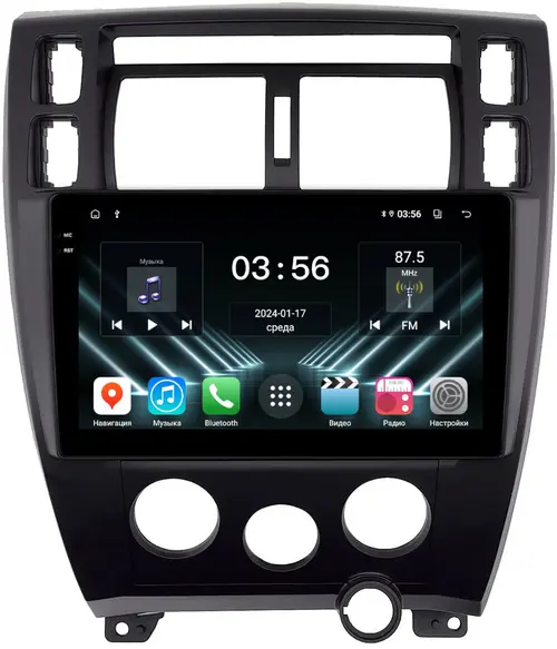 Магнитола для Hyundai Tucson 1 2004-2009 (рамка черная) - FarCar S280 монитор 10.36" IPS на Android 13, CarPlay