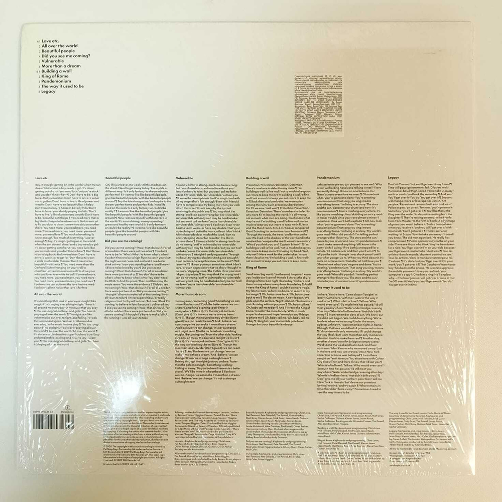 Pet Shop Boys ‎– Yes (Европа 2009г.)