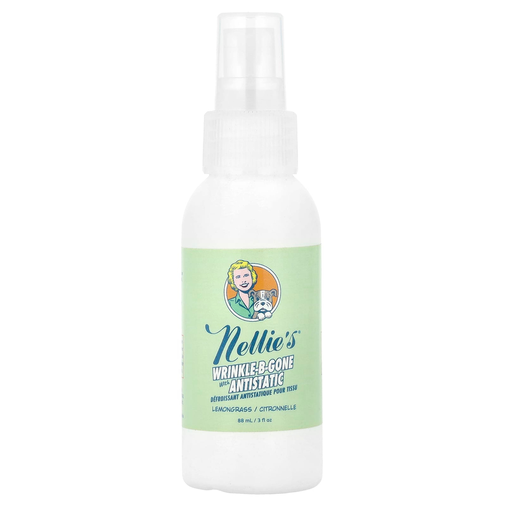 Nellie's, Wrinkle-B-Gone с антистатиком, лемонграсс, 88 мл (3 жидк. Унции)