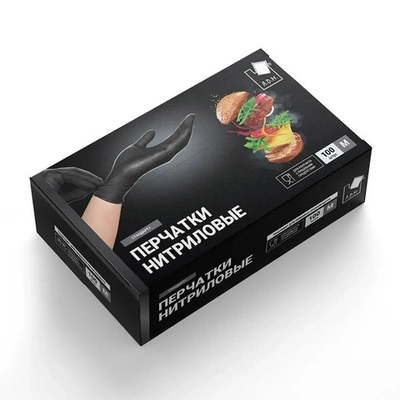 Перчатки нитриловые стандарт+, чёрные, M,