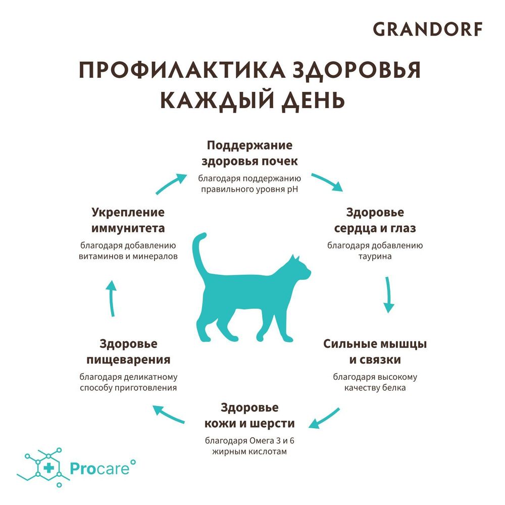 Сухой корм Grandorf CAT Lamb&Turkey INDOOR для домашних кошек, ягнёнок с индейкой