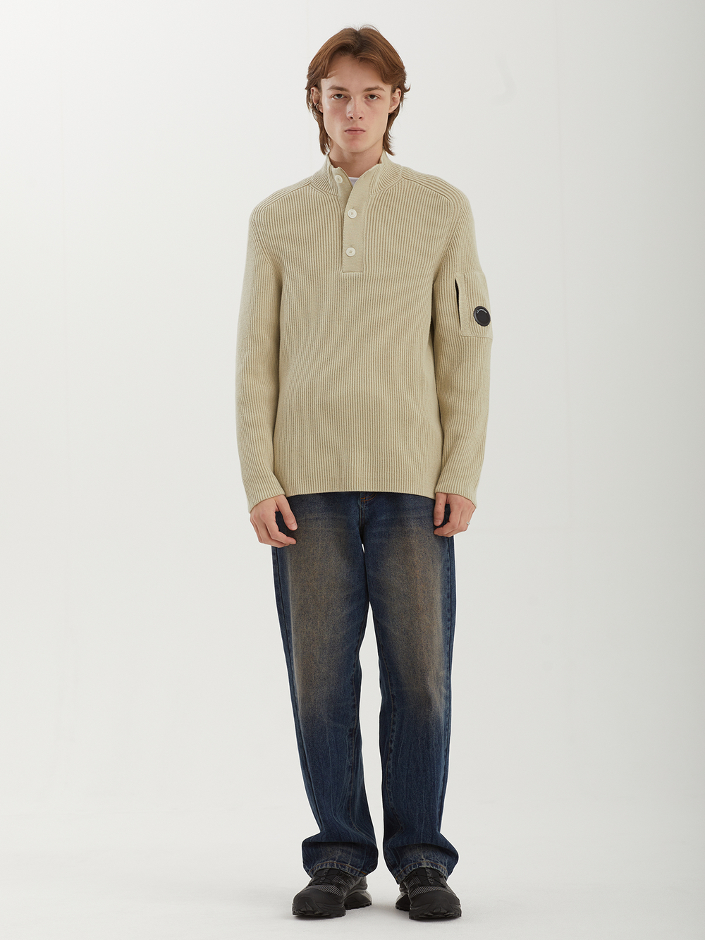 Мужской Свитер (Half-button) Full Rib Cotton Half Button Lens