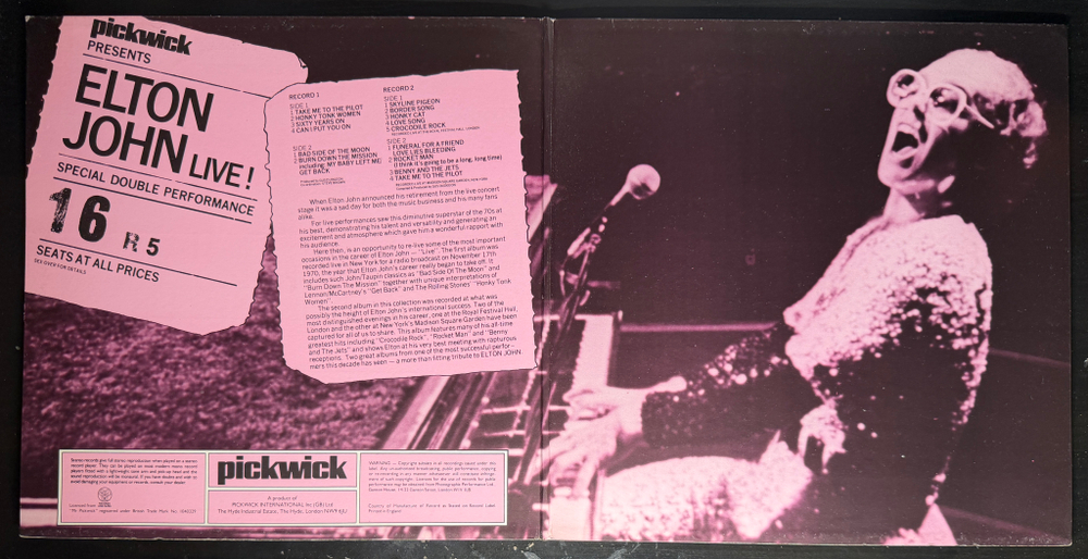 Elton John ‎– The Elton John 'Live' Collection 2LP (Англия 1979г.)
