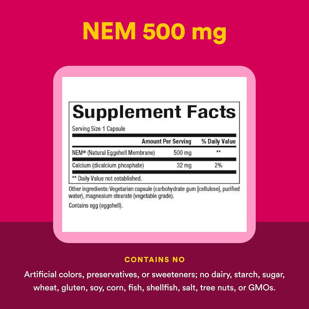 Natural Factors, NEM, натуральная оболочка из яичной скорлупы, 60 вегетарианских капсул