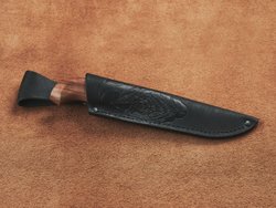 Финский нож Пуукко, дамасская сталь, рукоять орех