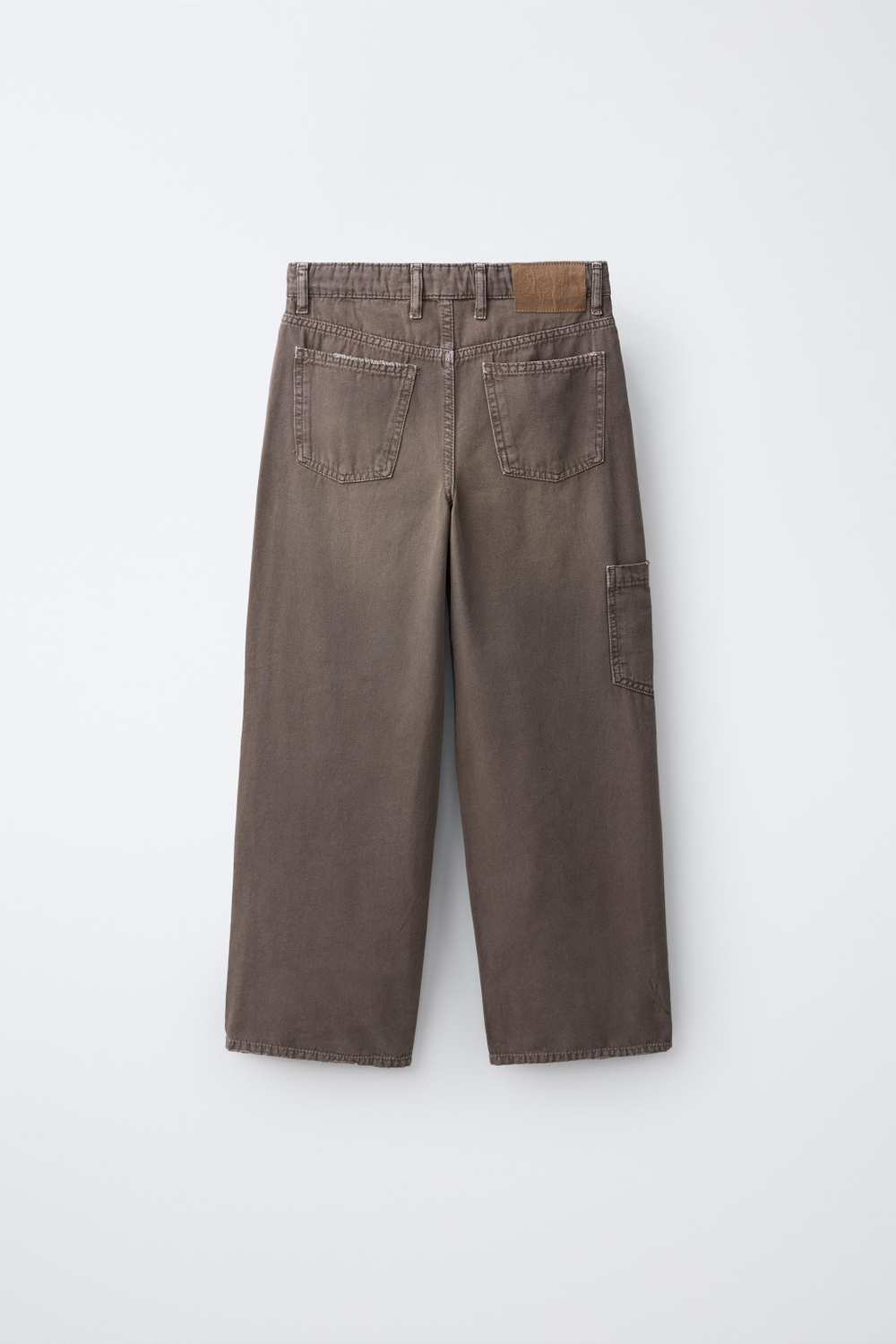 ZARA ДЖИНСЫ WIDE LEG В СТИЛЕ КАРГО, КОРИЧНЕВЫЙ