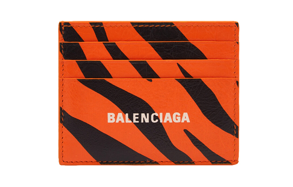 Balenciaga Sheepskin Card Holder Unisex Orange
