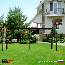 Уличная шведская стенка Sv Sport рукоход х 2 с комплектом турник прямой 2шт У54566К (Брусья/Щит баскет/Сетка)