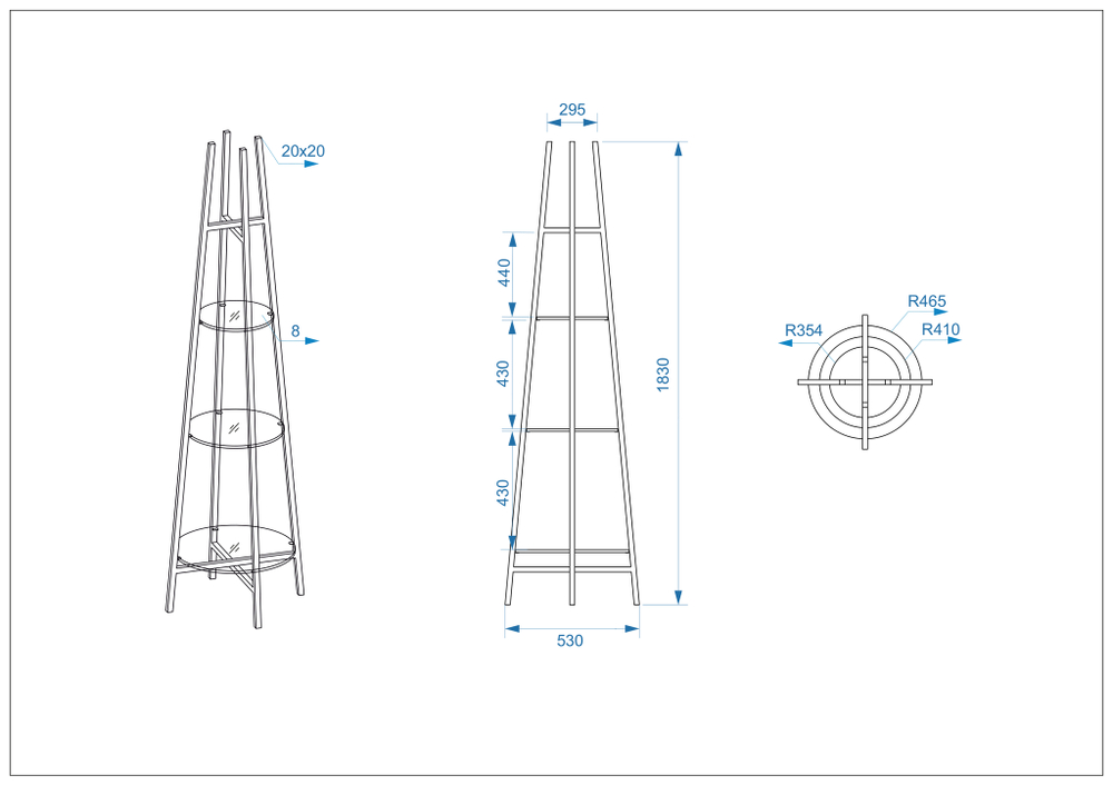 Стеллаж Garda Decor золото 47ED-00501