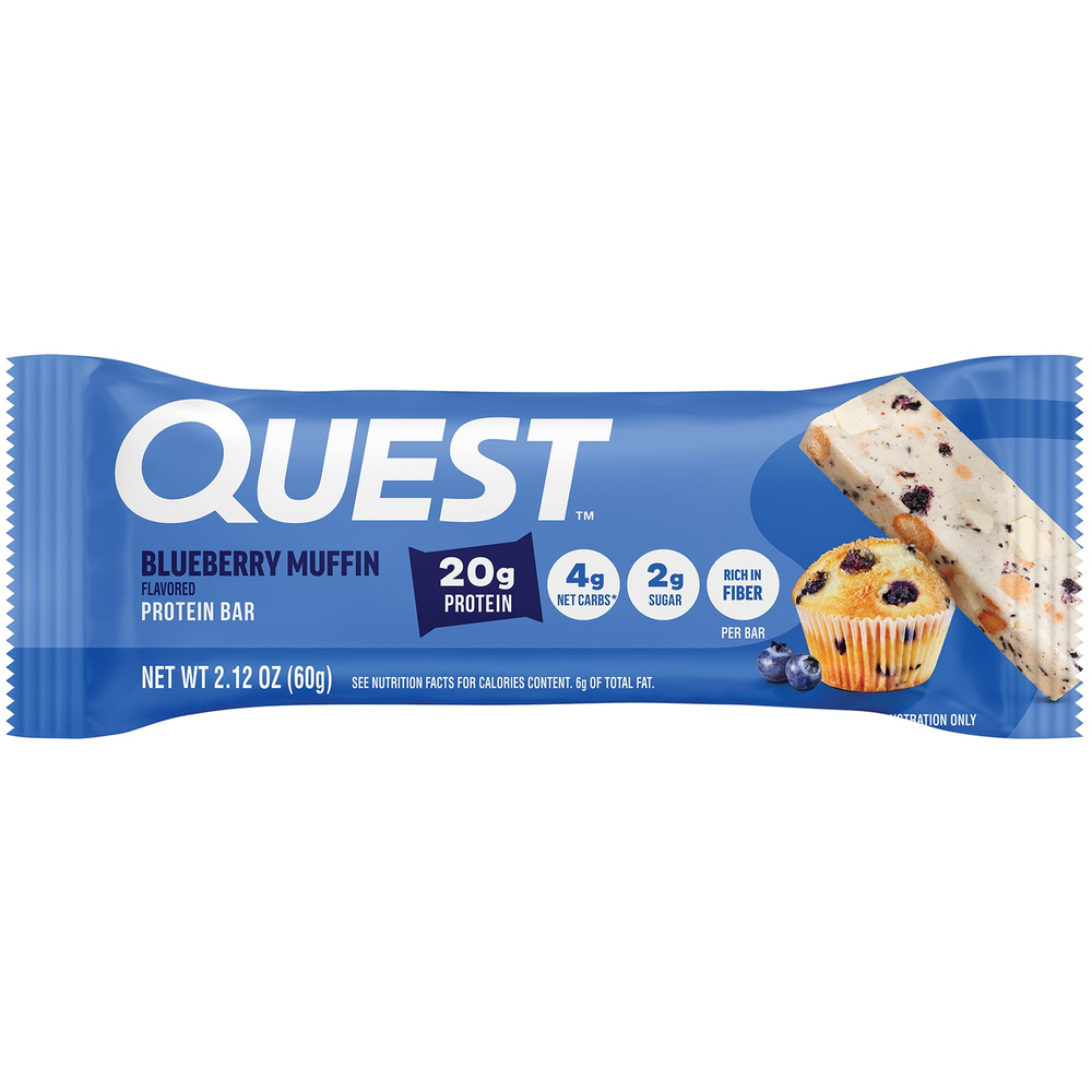 Quest Nutrition, протеиновый батончик, вкус кекса с голубикой, 12 батончиков по 60 г (2,12 унции)