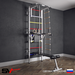 Шведская стенка Sv Sport (Турник стандарт/Брусья/Скамья/Канат/Кольца/Лестница)