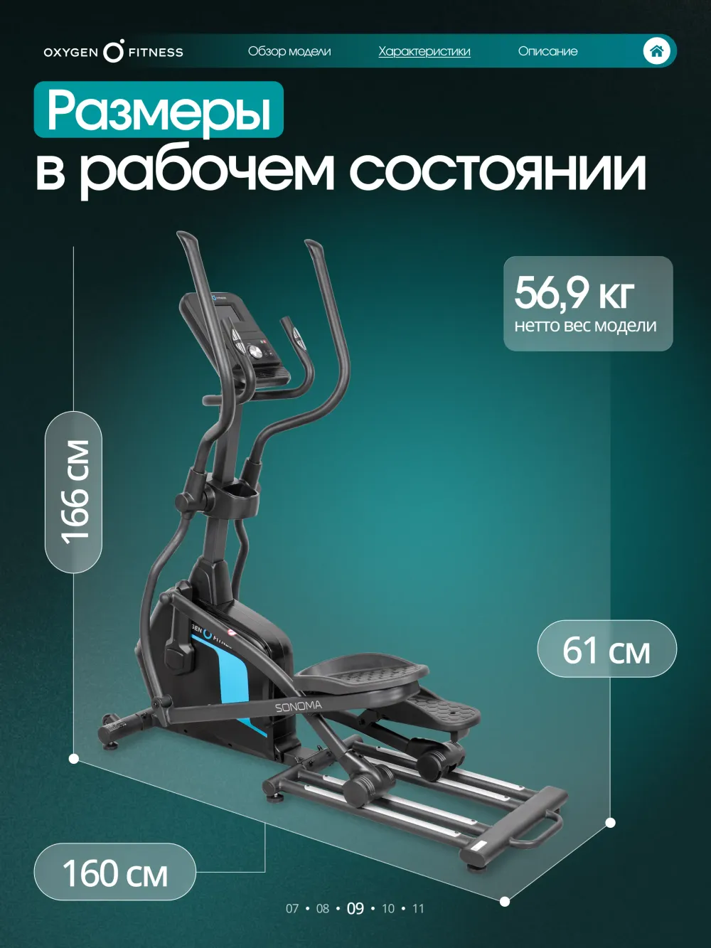 Эллиптический тренажер OXYGEN FITNESS SONOMA домашний