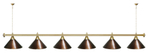 Лампа STARTBILLIARDS 6 пл. (плафоны зеленые,штанга зеленая,фурнитура золото)