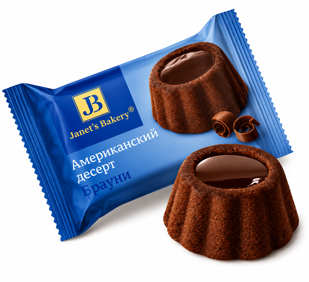 Десерт шоколадный американский Брауни, Janet's Bakery, 500 г