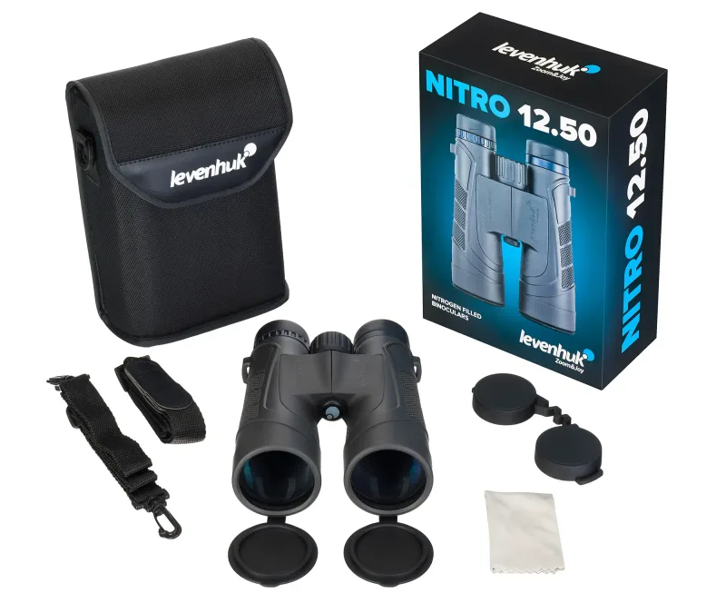 Бинокль Levenhuk Nitro 12x50 в комплекте с чехлом и аксессуарами