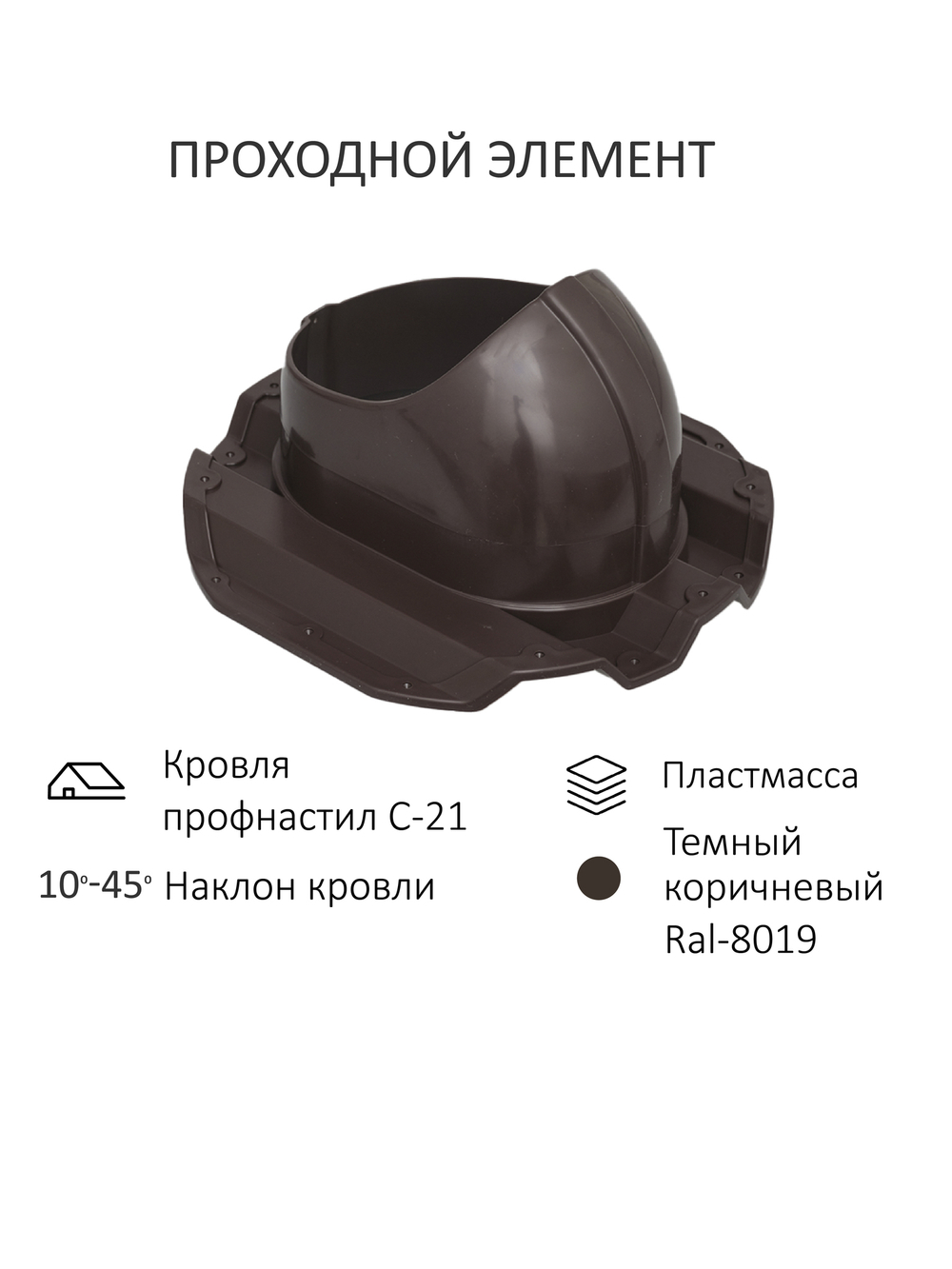 Комплект вентиляции: Вентиляционный выход изолированный D 150/160 мм высота H-500 серия Static, проходной элемент PROF-21 для металлопрофиля С21 серия Static, дефлектор статический (колпак) D 160 мм серии Static, Gervent