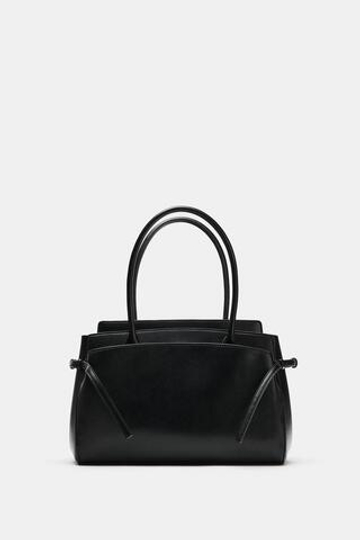 ZARA СУМКА НА ПЛЕЧО С КОНТРАСТНОЙ ОТДЕЛКОЙ, ЧЕРНЫЙ