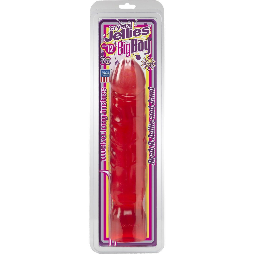 Большой розовый фаллоимитатор Crystal Jellies 12 Big Boy - 29,5 см. (Цвет: розовый)