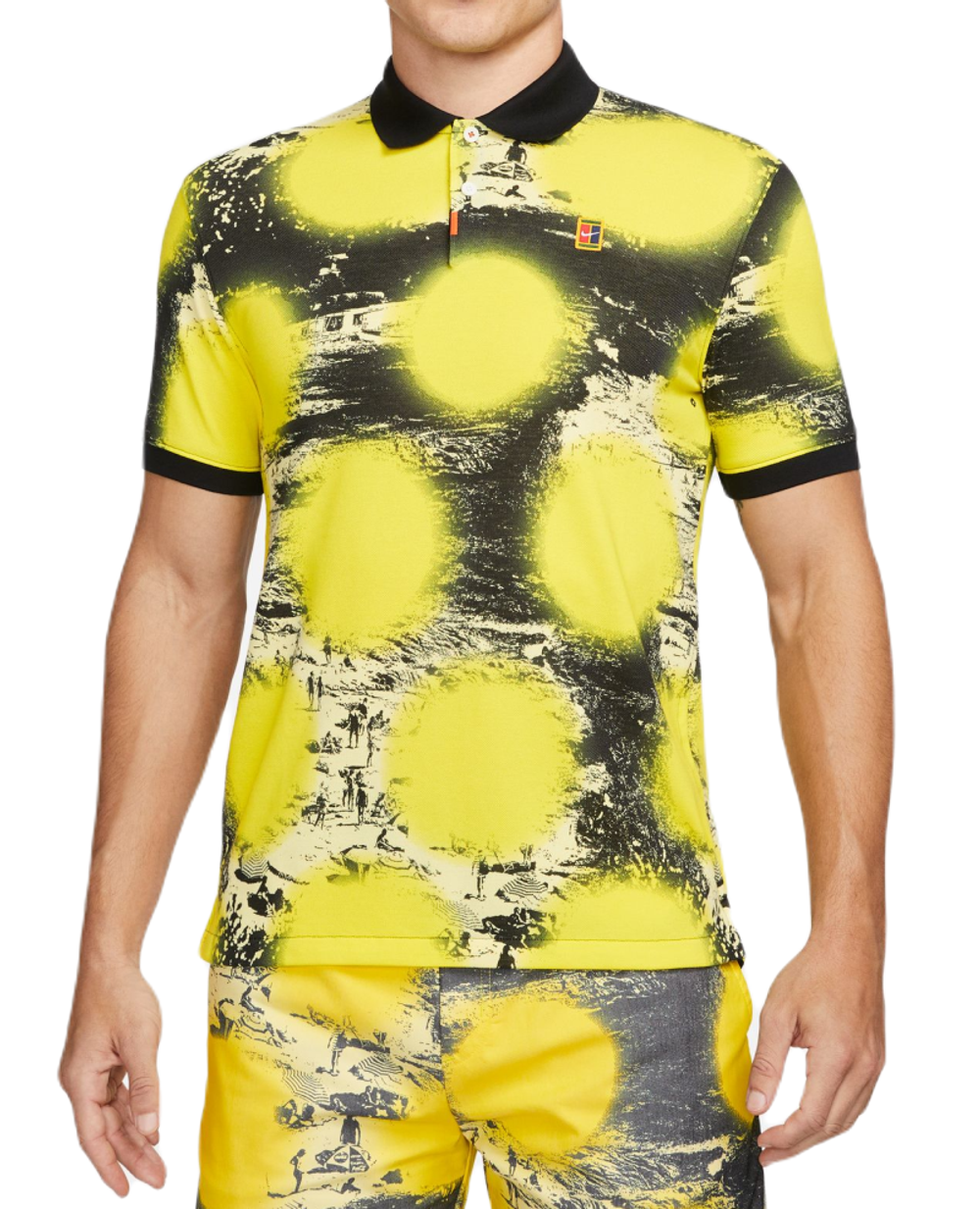Мужское теннисное поло Nike Polo Printed Slim-Fit Polo - желтый