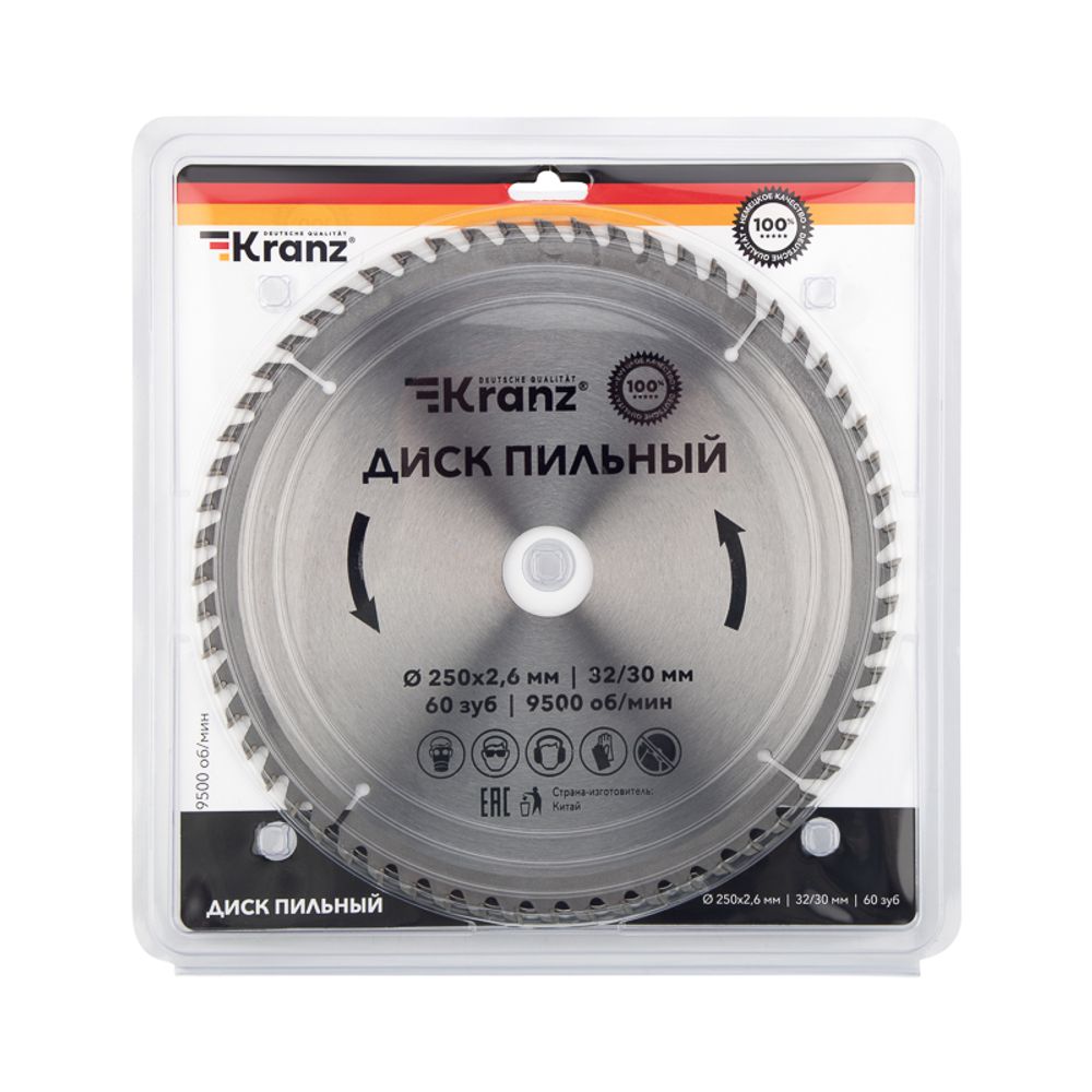 Диск пильный 250 мм х 60 зуб х 32/30 мм KRANZ
