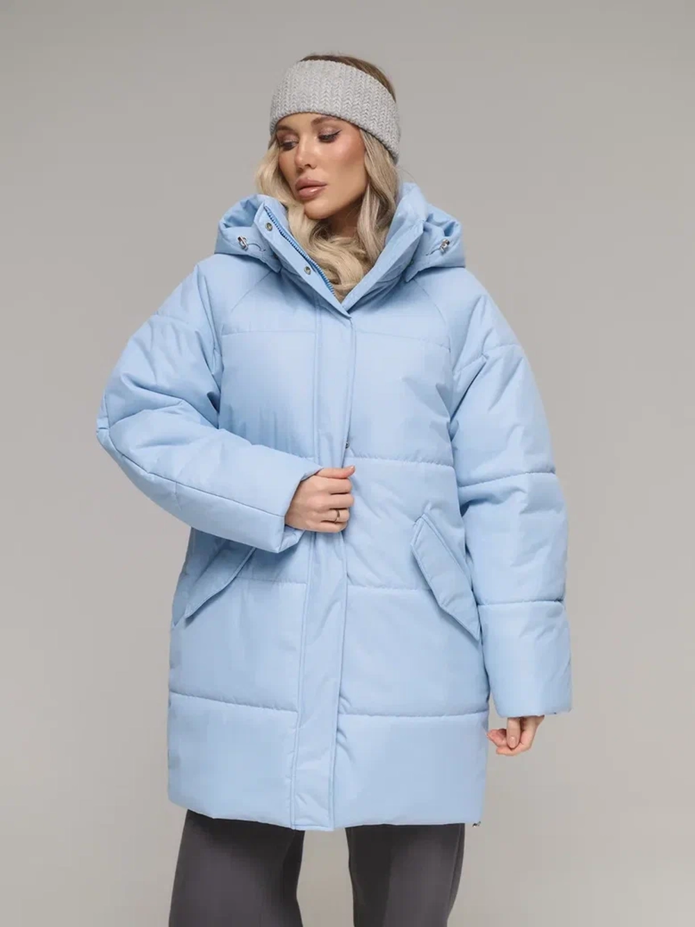 Пуховик Раглан - Голубой
