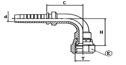 Фитинг DN 10 JIC (Г) 7/8 (90)