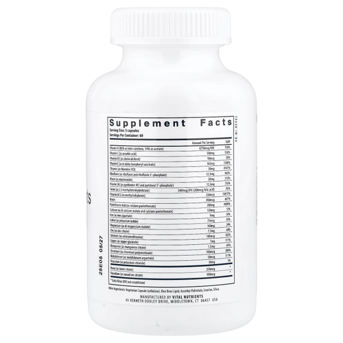 Vital Nutrients, Мультиэлементы (с железом и йодом), 180 вегетарианских капсул