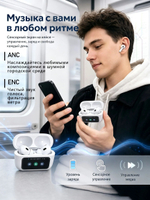 Наушники беспроводные A9 PRO ANC с микрофоном шумоподавлением с экраном, Блютуз наушники, Спортивные наушники,Type C,белые