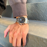 KANGOL Star Collection Quartz Movement Metal Strap Watch Men"s Watches Black Dial