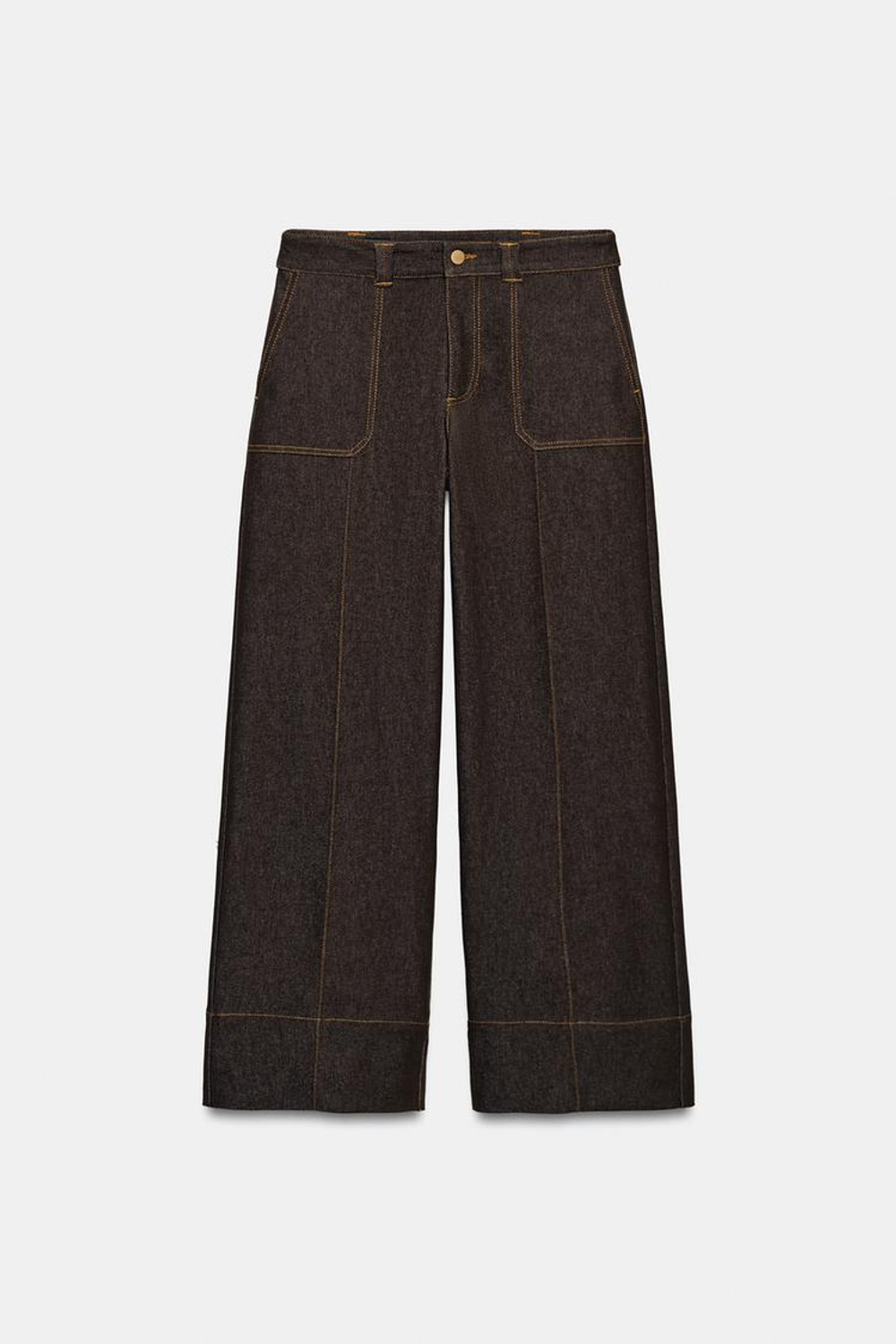 ZARA ДЖИНСЫ-КЮЛОТЫ Z1975 СО СРЕДНЕЙ ПОСАДКОЙ, КОРИЧНЕВЫЙ