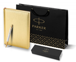 Подарочный набор: Ручка шариковая Parker IM Premium K318 Pearl GT, цвет чернил синий и золотистый ежедневник с золотым срезом страниц