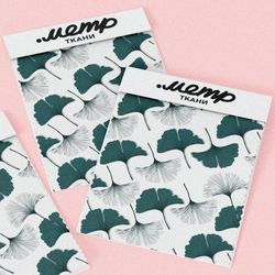 Ткань блэкаут белые и зеленые листья