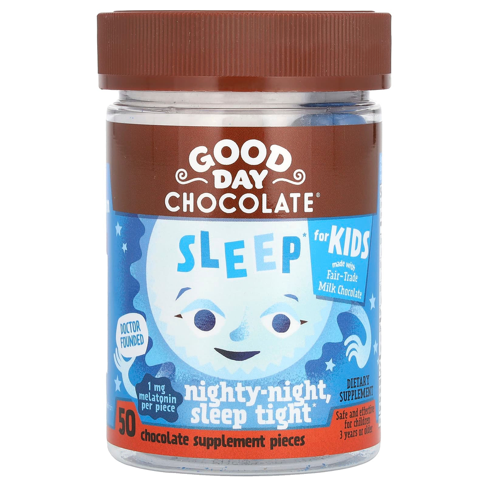 Good Day Chocolate, для сна, для детей, с шоколадом, 1 мг, 50 шт.