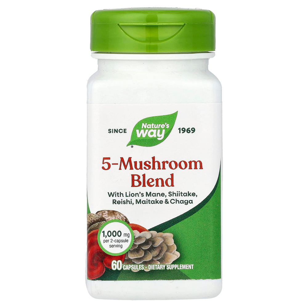 Nature's Way, смесь из 5 грибов, 60 капсул
