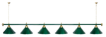 Лампа STARTBILLIARDS 6 пл. (плафоны зеленые,штанга золотая,фурнитура золото)