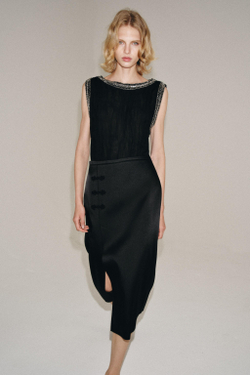 ZARA ЖАККАРДОВЫЙ ТОП С БИСЕРОМ — ZW COLLECTION, ЧЕРНЫЙ