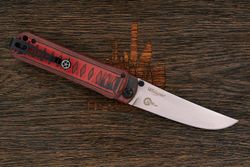 Нож складной Kizlyar Supreme Whisper, клинок 96мм, сталь D2, рукоять G10 чёрно-красный
