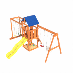 Детская площадка Fun Land с сеткой, рукоходом, качелями и плетенным креслом