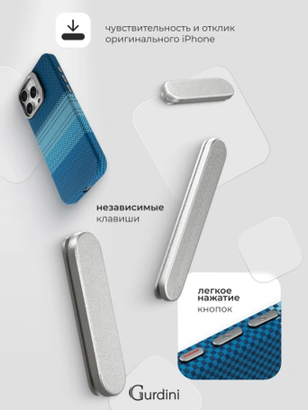 Чехол накладка iPhone 15 Pro 6.1" Gurdini Carbon Design (Magsafe & Lense holder) Moon Rising Blue