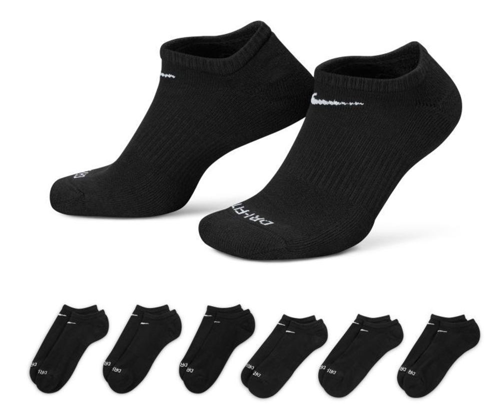 Теннисные носки Nike Everyday Plus Cushioned Training No-Show Socks 6P - черный