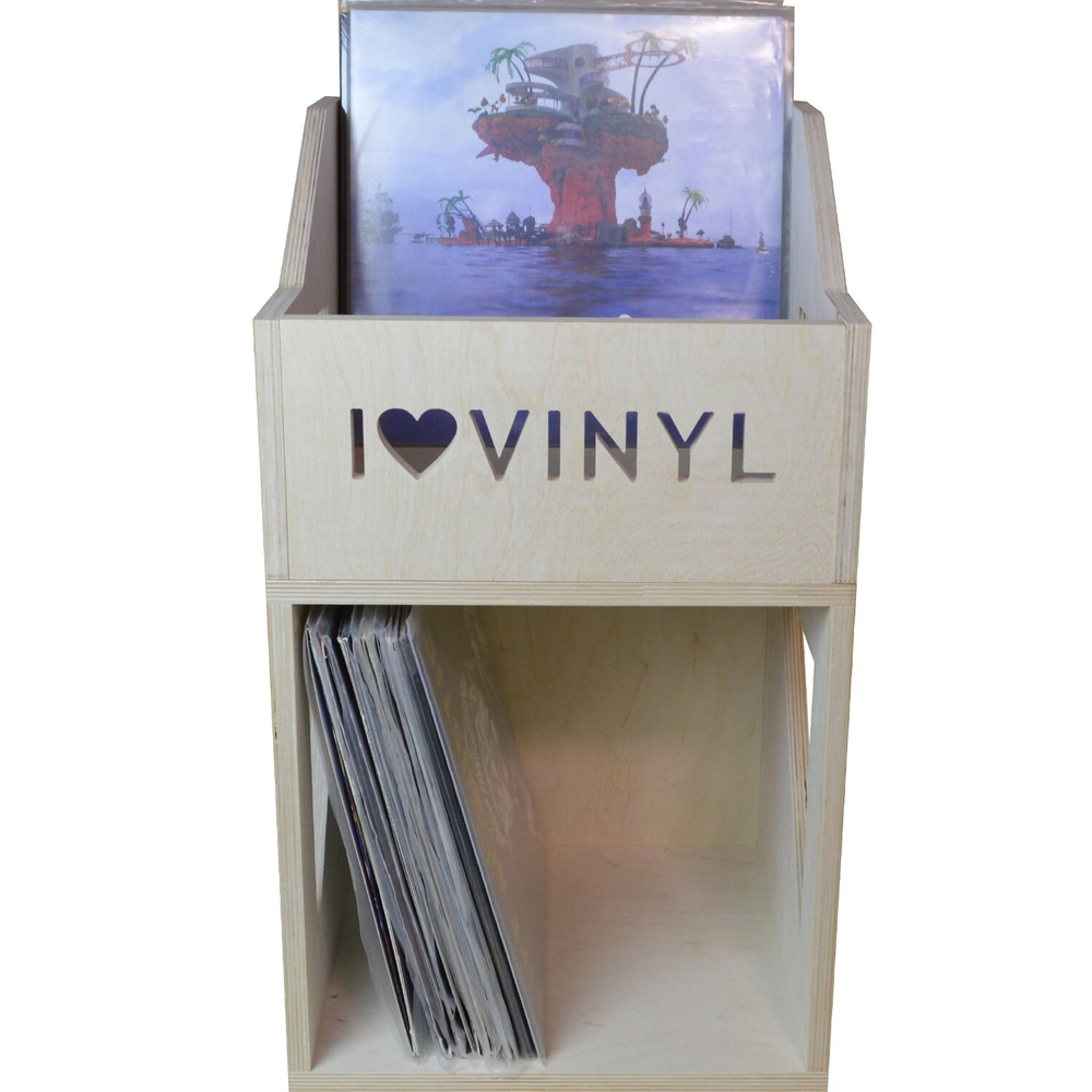 Ящик кейс органайзер для хранения до 200 виниловых пластинок I.LOVE.VINYL без покраски