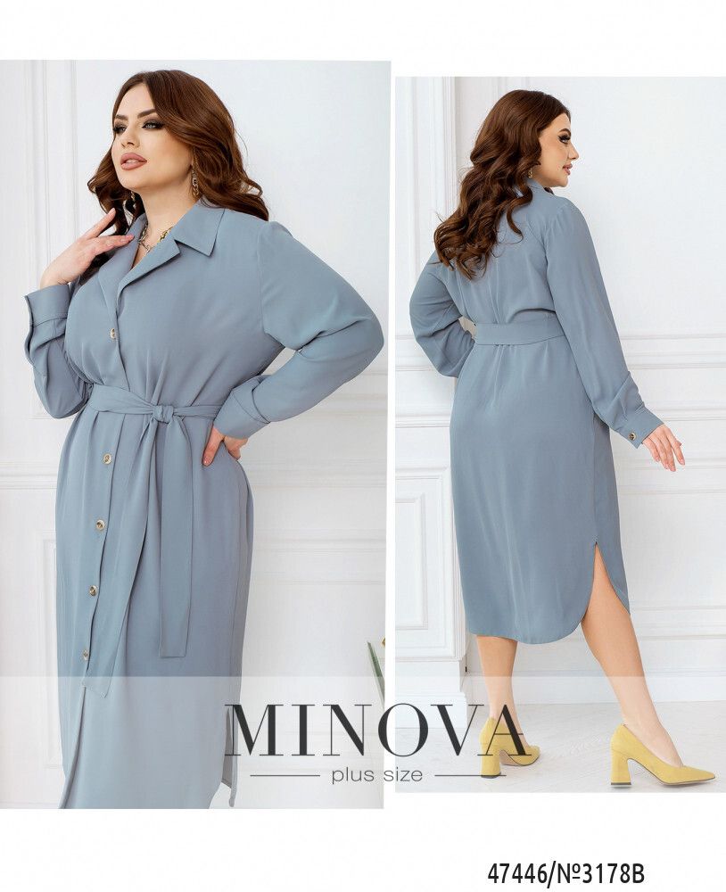 Платье 3178В-Серо-голубой Minova Платье 3178В-Серо-голубой Minova