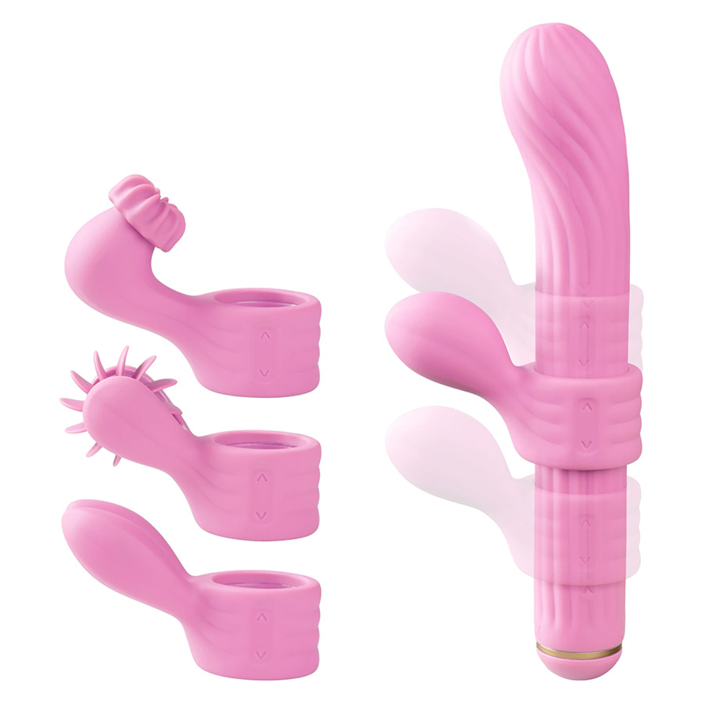 Розовый модульный вибратор-кролик 21,5см со сменными насадками Otouch Magic Stick S1 Plus Modular Rabbit Pink