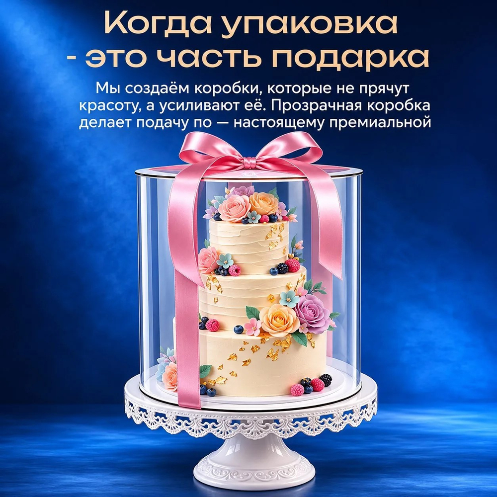 Упаковка для торта ТУБУС ПРЕМИУМ d-20 h-20 см (ЛХДФ БЕЛЫЙ)