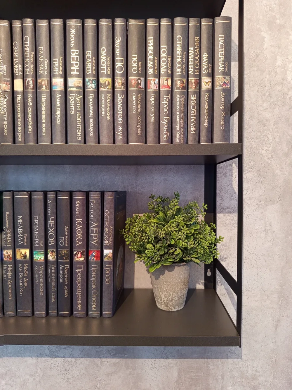 Полка настенная книжная тройная лофт Графит