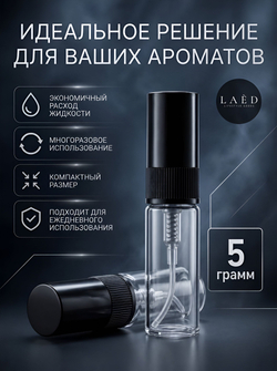Атомайзеры для духов 3 мл, стеклянные флаконы с распылителем для парфюма, отливанты для распива духов, набор 5 шт