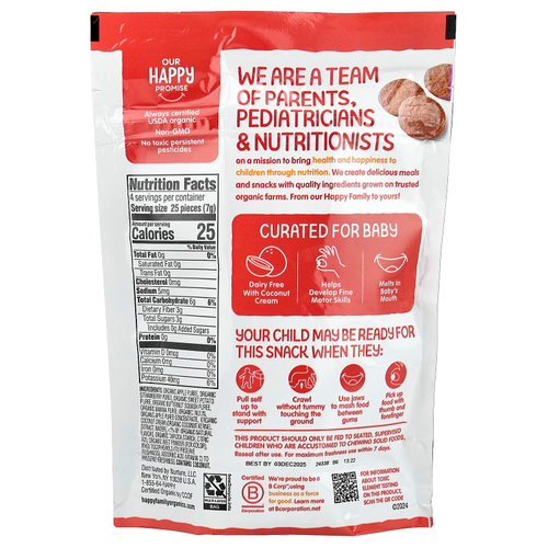 Happy Family Organics, Happy Baby, крем из органических фруктов и овощей, для крошек, клубника, мускатная тыква и банан, 28 г (1 унция)