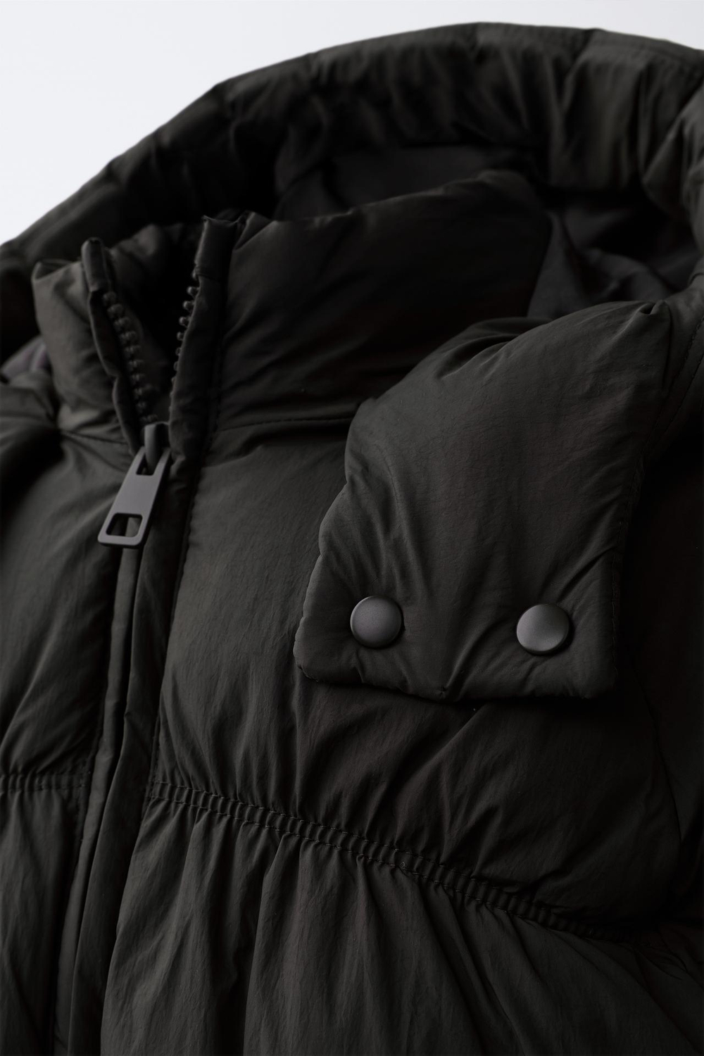 ZARA СТЕГАНАЯ КУРТКА WATER REPELLENT, ЧЕРНЫЙ